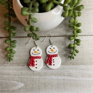☃️ Winter Holiday Christmas Snowman Lightweight Earrings. New! Handmade